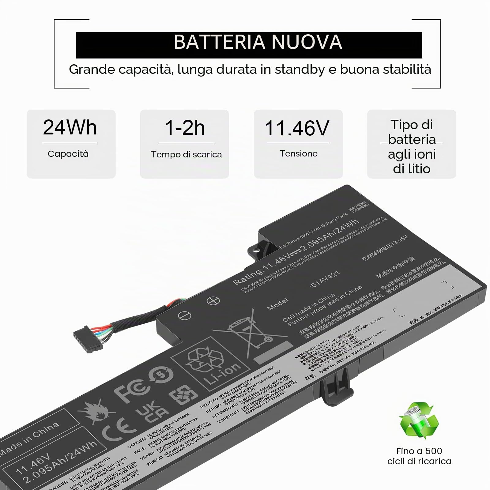 ASUNCELL 11.46V/24Wh 01AV421 Batteria del Computer Portatile per ThinkPad T470 T480 A475 A485 TP25 (Anniversary Edition 25) Series, 01AV421 01AV419 01AV420 01AV489 SB10K97576 SB10K97577