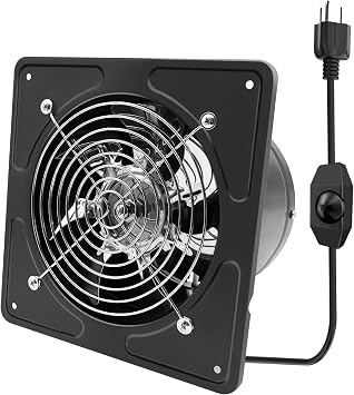 6 Inch Kitchen Exhaust Fan with Speed Controller,235CFM Wall Exhaust Fan,115V 40W Ventilation Blower for Kitchen,Meeting Room,Shop, Smoking Room, Industrial Ventilation Use 6-inch Black