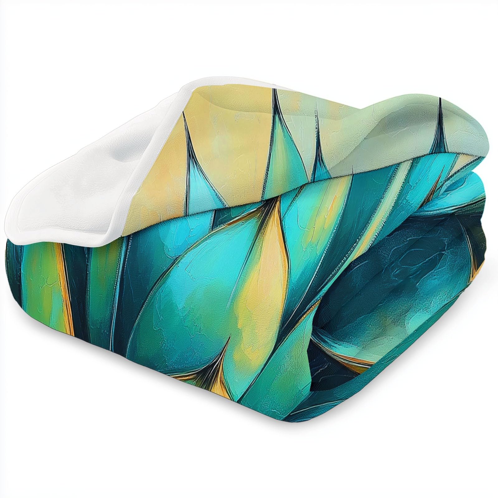 Genérico Manta Franela para Cama Turquesa, Ultra Suave Mantas Estampado Abstracto Planta Cactus De Agave para Sofa 220 x 240 cm - Cálida y Acogedora para Cama Sofá Oficina Coche Viajes Camping