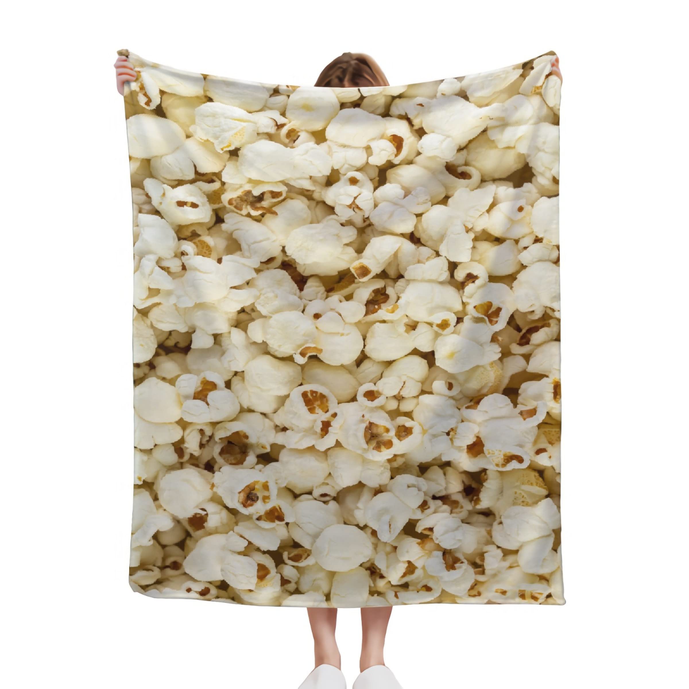 Popcorn Throw Blanket Funny Food Texture Blanket Super Soft Flannel Blanket Novetly Bed Blanket Home Decor for Couch Sofa Picnic,(Popcorn Food Blanket,60