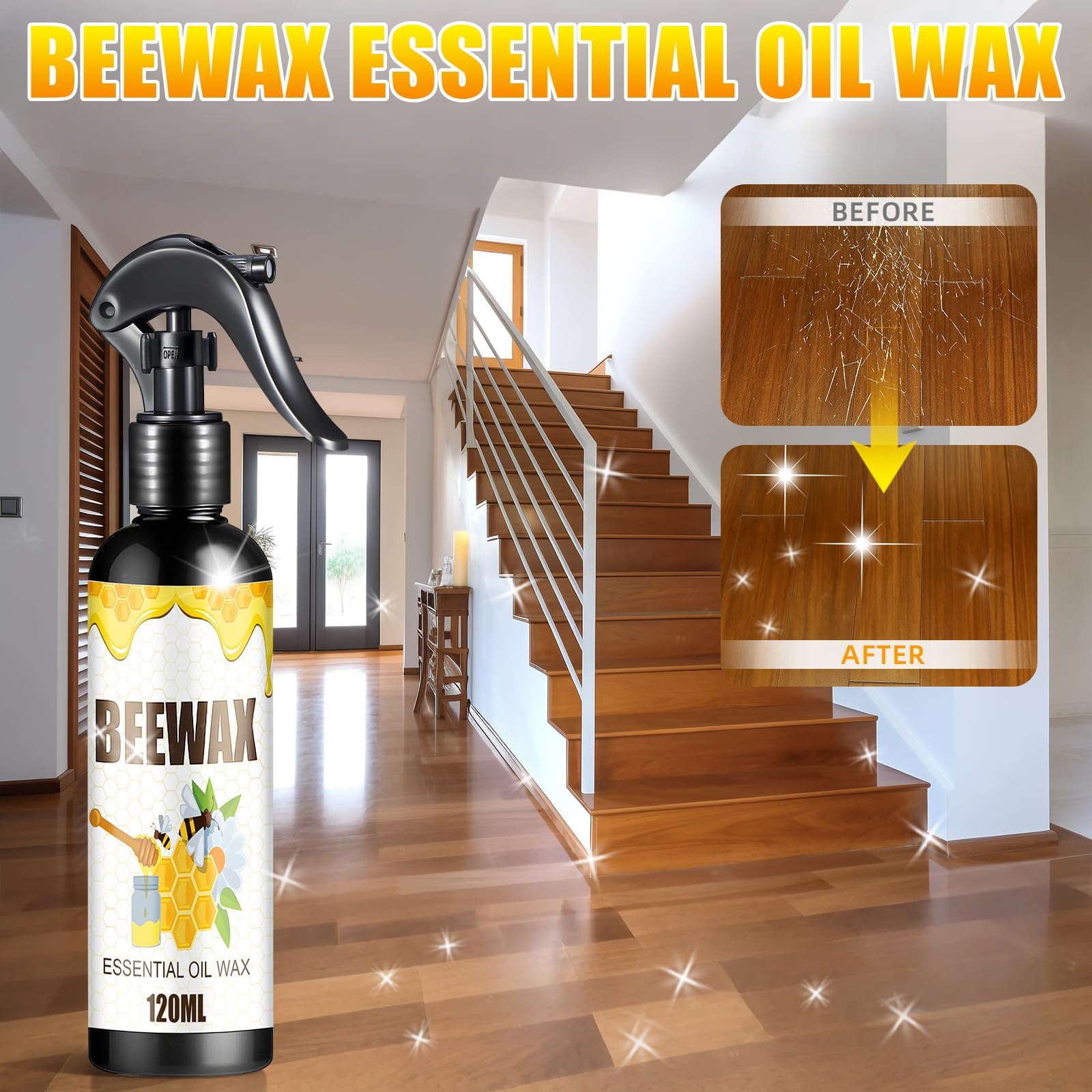 Beeswax Wood Polish, 2026 Upgraded Wood Polishing Beeswax Spray, for Floors And Furniture, Natural Micro-Molecular Spray (1Pcs) - 2