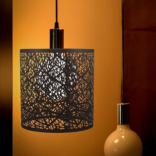 Miniatura 6 de Pantalla hueca de hierro forjado, pantalla negra, pantalla de lámpara grande, pantalla de repuesto, pantalla de mesa, pantalla de metal, pantalla de