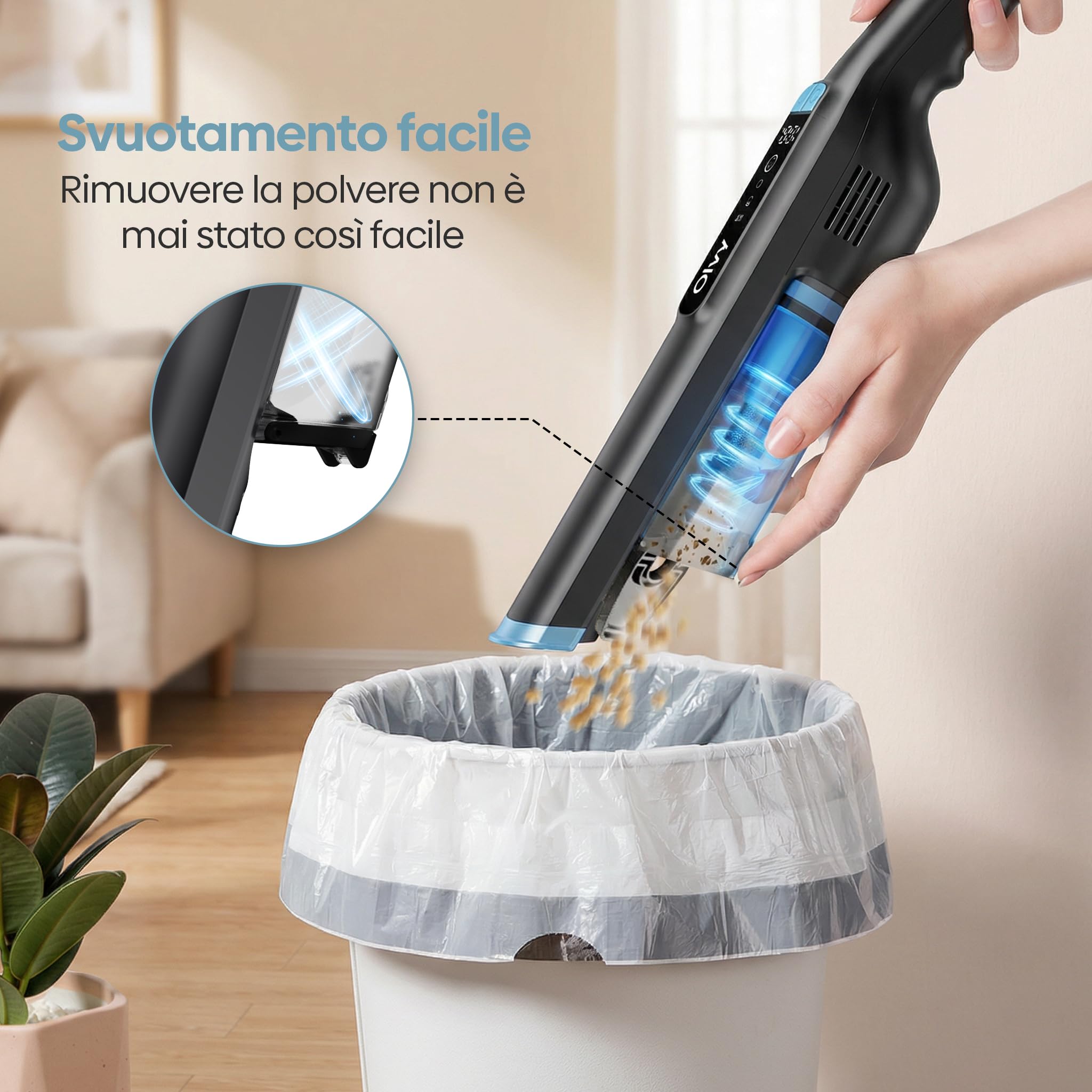 Olvy HC32 PRO Aspirabriciole Senza Fili – Aspirapolvere Portatile 250W, 22 kPa, 3 Modalità di Aspirazione, Fino a 35 Minuti di Autonomia, Display LCD, Accessori Inclusi – Pulizia Rapida per Casa e Aut