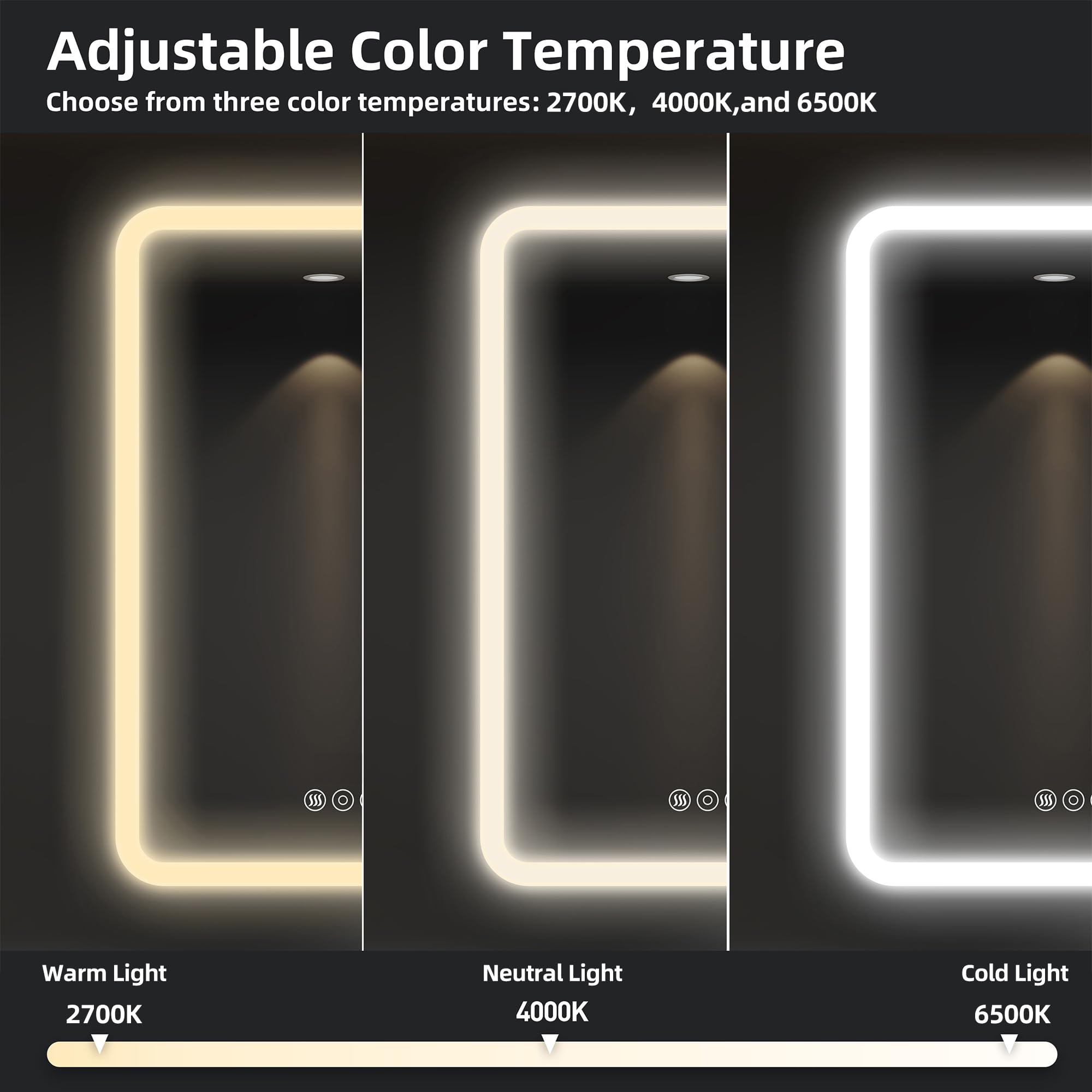 Armadietto per medicinali con luci a LED e specchio, 50,8 x 71,1 cm, da incasso o da incasso, con anta, orologio e temperatura, funzione di memoria, modalità a 3 colori, uscita e USB, dimmer