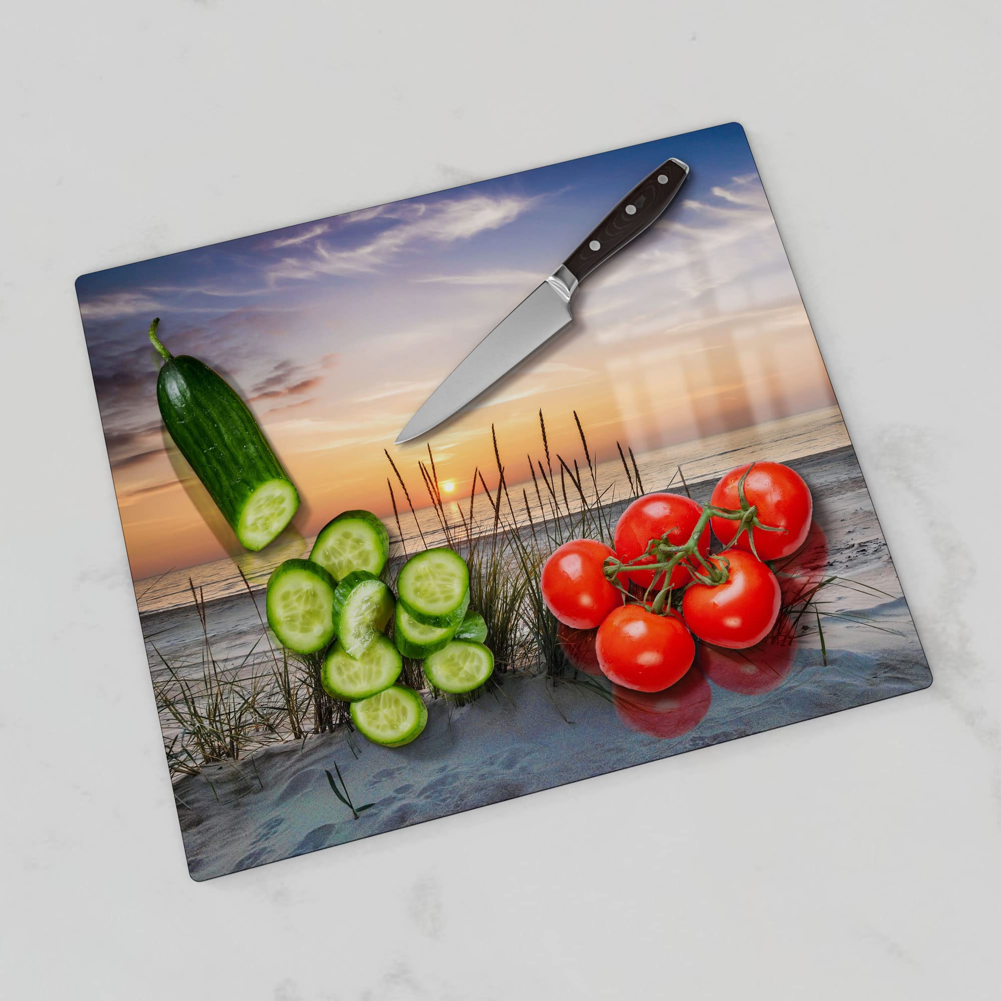 Ehskzjh Lot De 2 Cache-Plaques De Cuisson En Verre - 60 X 52 Cm - Motif « Lac Avant La Montagne