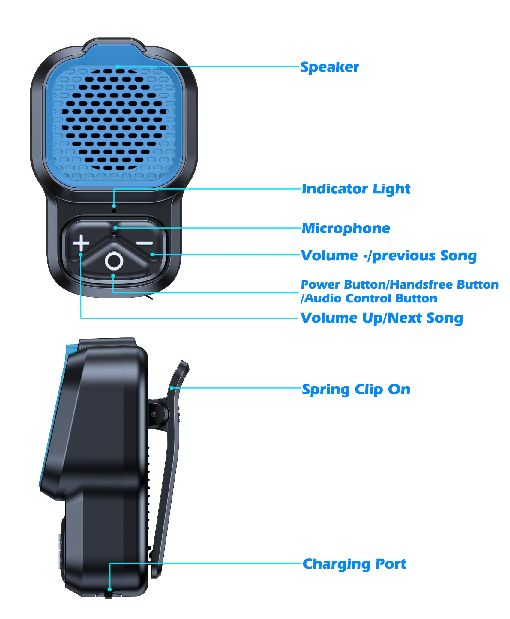 KAIY Altoparlante Bluetooth indossabile, altoparlante portatile wireless IPX6, impermeabile IPX6, microfono integrato per musica e chiamate in vivavoce, 10 ore di autonomia, mini regali per uomini e