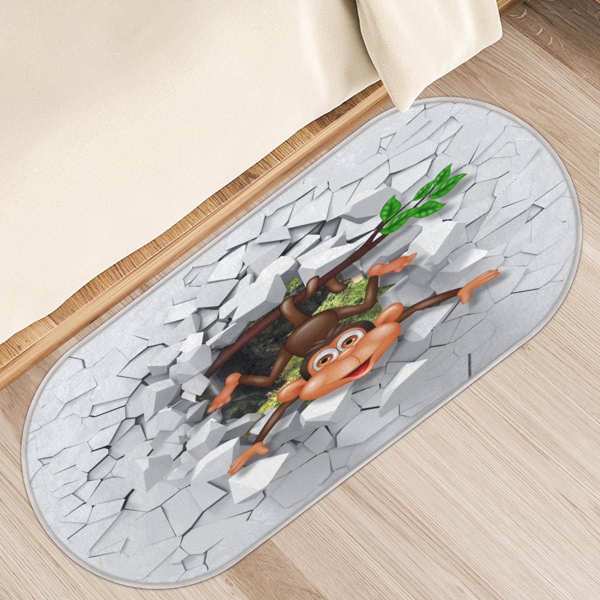 Tapis de sol de cuisine et chambre 50x120 cm à poils longs doux au motif singe