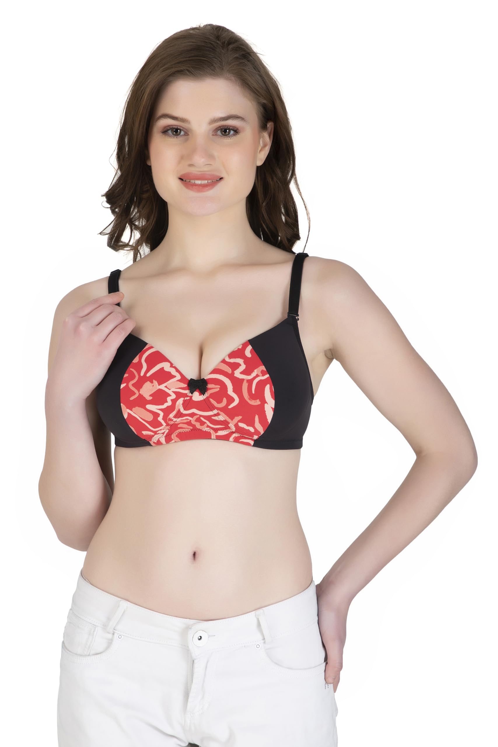 herryqeal Women's T-Shirt Bra |Padded | Wirefree | Full Coverage with Magic Under Cup | Microfiber Nylon Elastane Stretch Fabric (in, Numeric, 40, 40, B, 40, Regular, Standard, Printed2)-picture-43