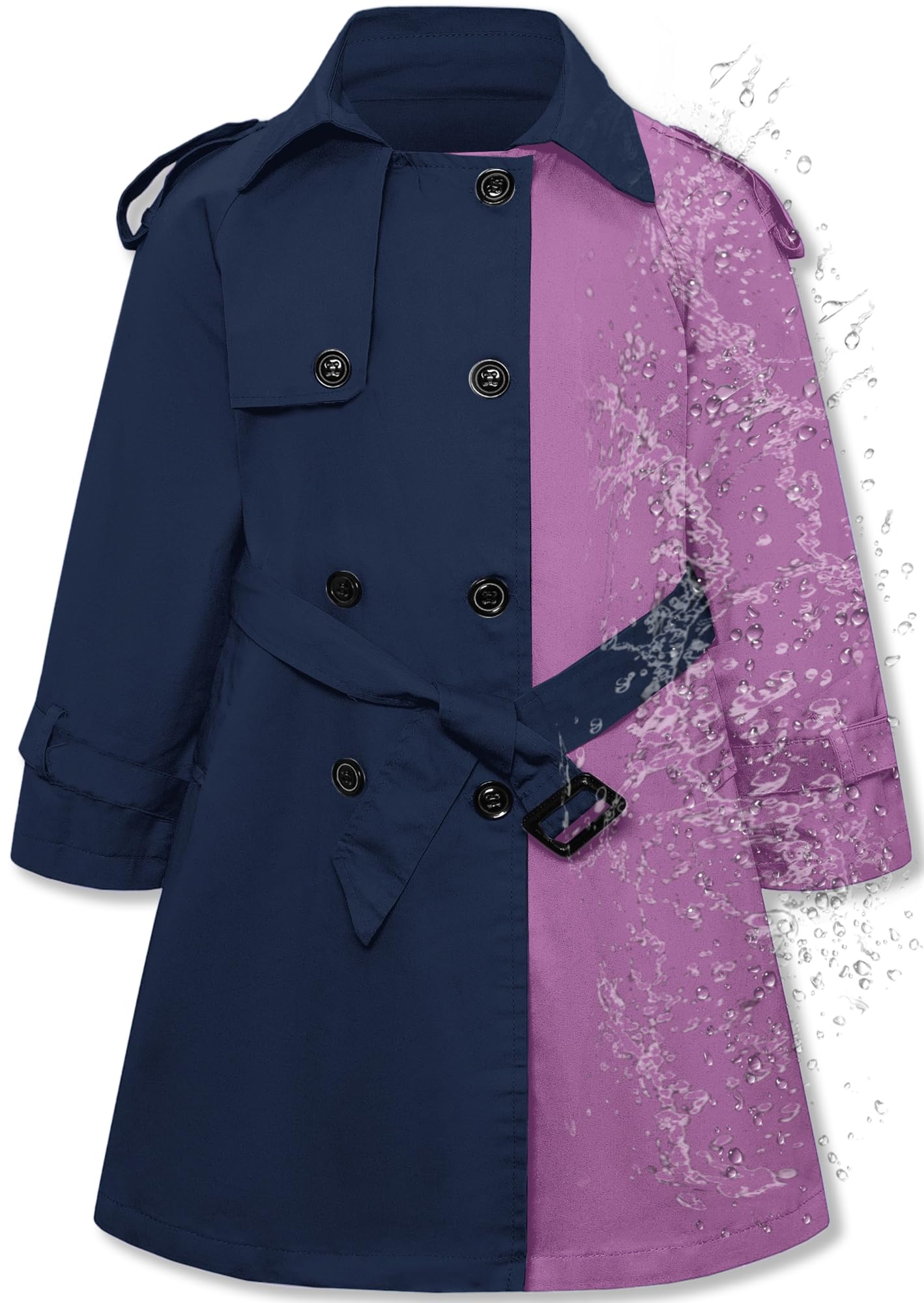 Betusline Womens &amp; Girls Waterproof Trench Coat Double Breasted Lapel Overcoat Outerwear, 3 Years - Women 2XL