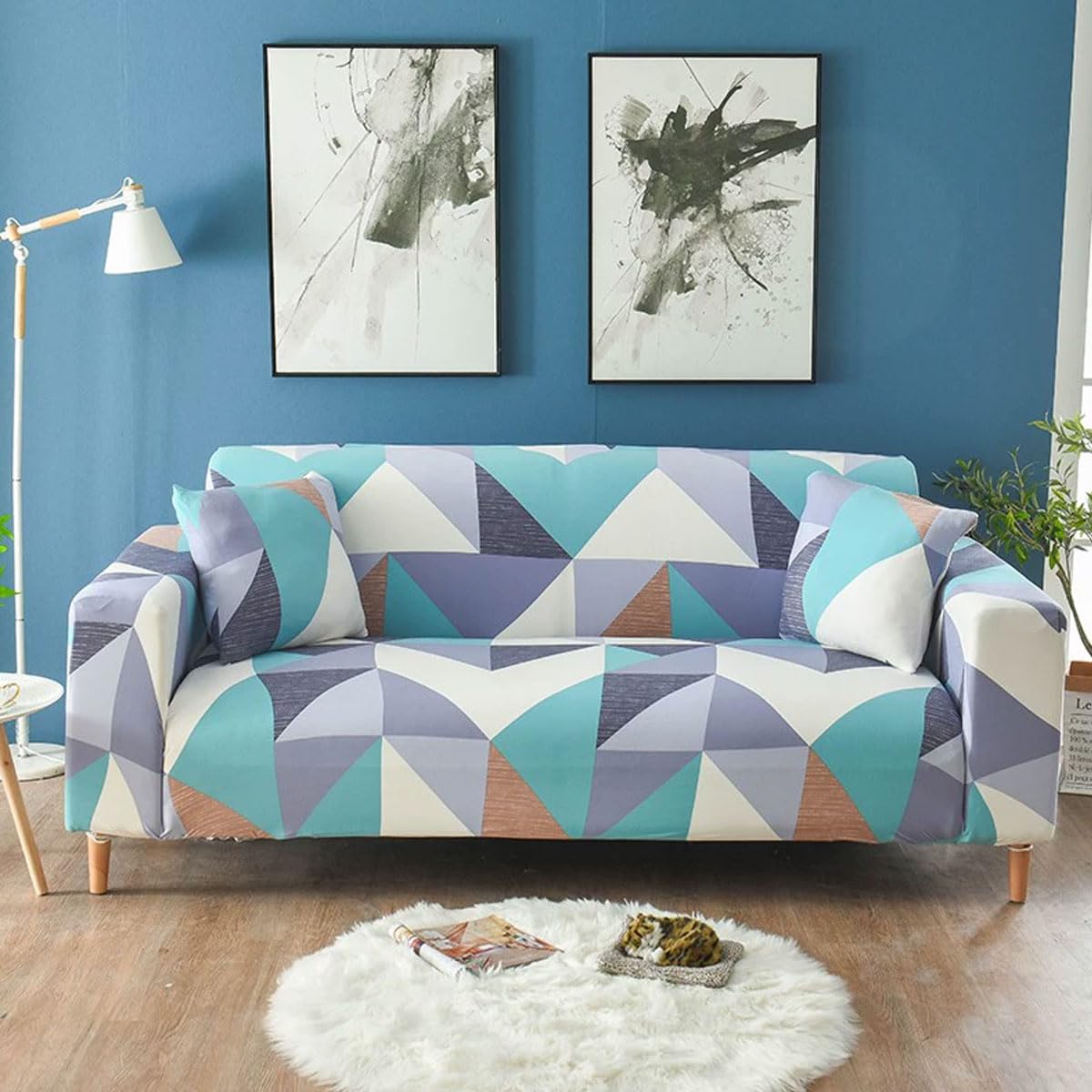 Snqzo U Sofa Cover 1/2/3/4 Seater High Stretch Sofa Covers Super Soft Sofa Slipcover Printed Pattern Sofa Covers All-Inclusive Sofa Slipcover Non Slip Sofa Cover Washa(Size:3 Seater(190-230Cm),Color:u)