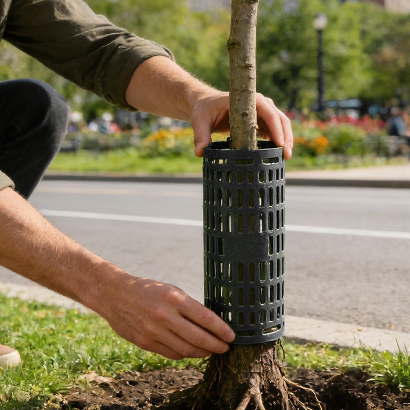 Protettore Tronchi Avvolgibile Protezione Solare con Pali | Protettori per Alberi con Pali per Proteggere dagli Animali Per Cortile Viale Frutteto Giardinaggio Esterno Potatori