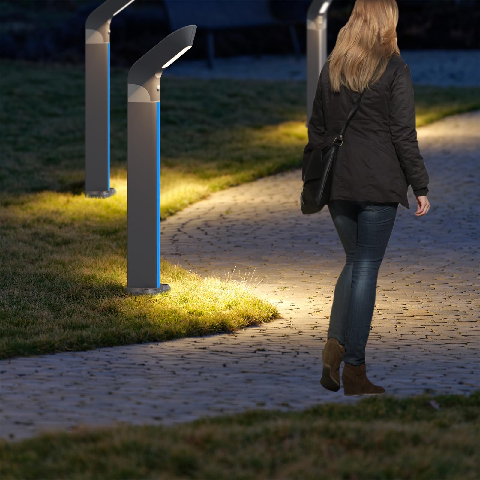ACMHNC Lampione Solare da Giardino con Sensore di movimento,IP65, Alluminio | 80cm Lampioncini da Esterno, 3000-6000k, Per Giardini Cortile Patio Vialetto