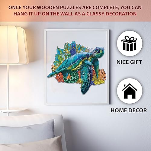 Miniatura 5 de DEPLEE Rompecabezas de madera para adultos, rompecabezas de madera de tortuga, 246 piezas, 14.6 x 15.6 pulgadas (14.6 x 15.6in), rompecabezas de