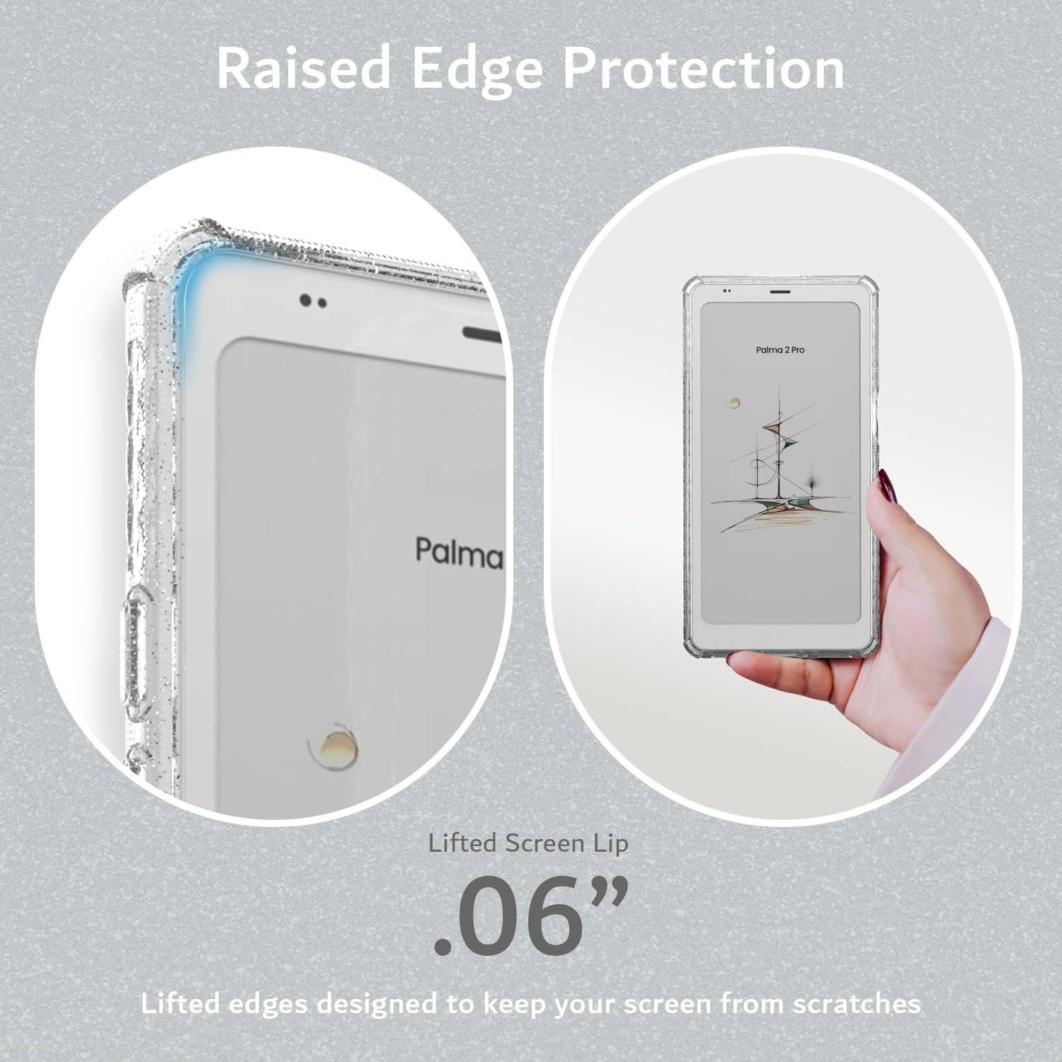 TUDIA SKN Clear Designed for Boox Palma 2 PRO Case Back Cover Shockproof Slim - [DO NOT FIT Palma 2] Anti Yellowing Silicone Gel Transparent Back Lightweight Grip TPU Bumper (Clear Glitter)