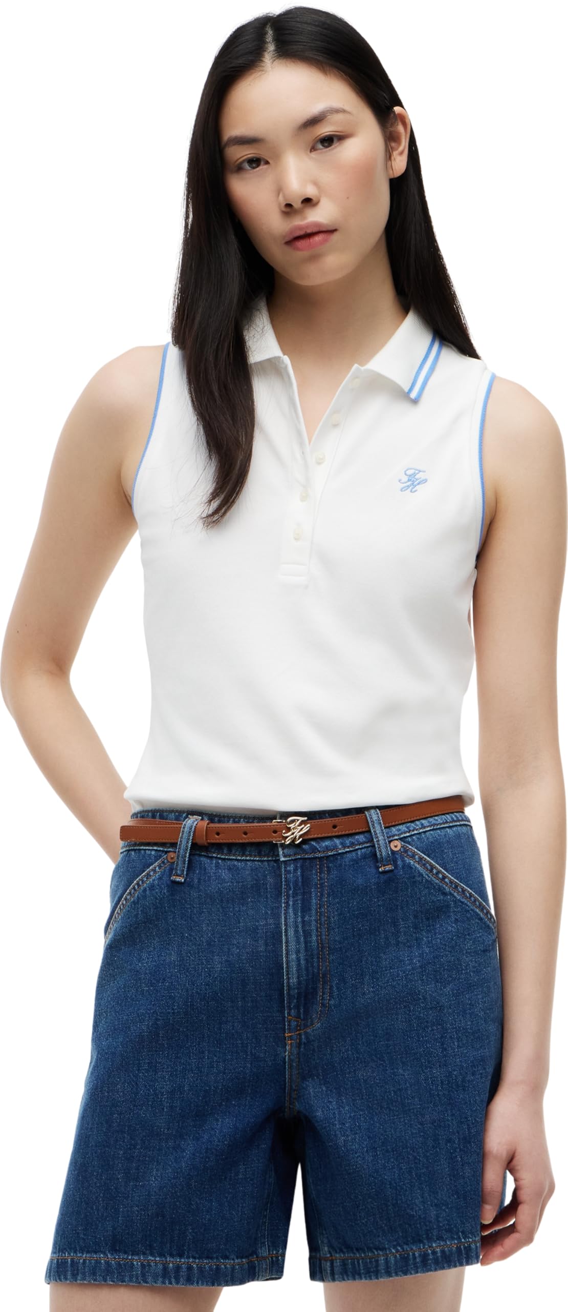 Tommy Hilfiger Women's Swimshop Cotton Polo Ss WW0WW49561, White, S