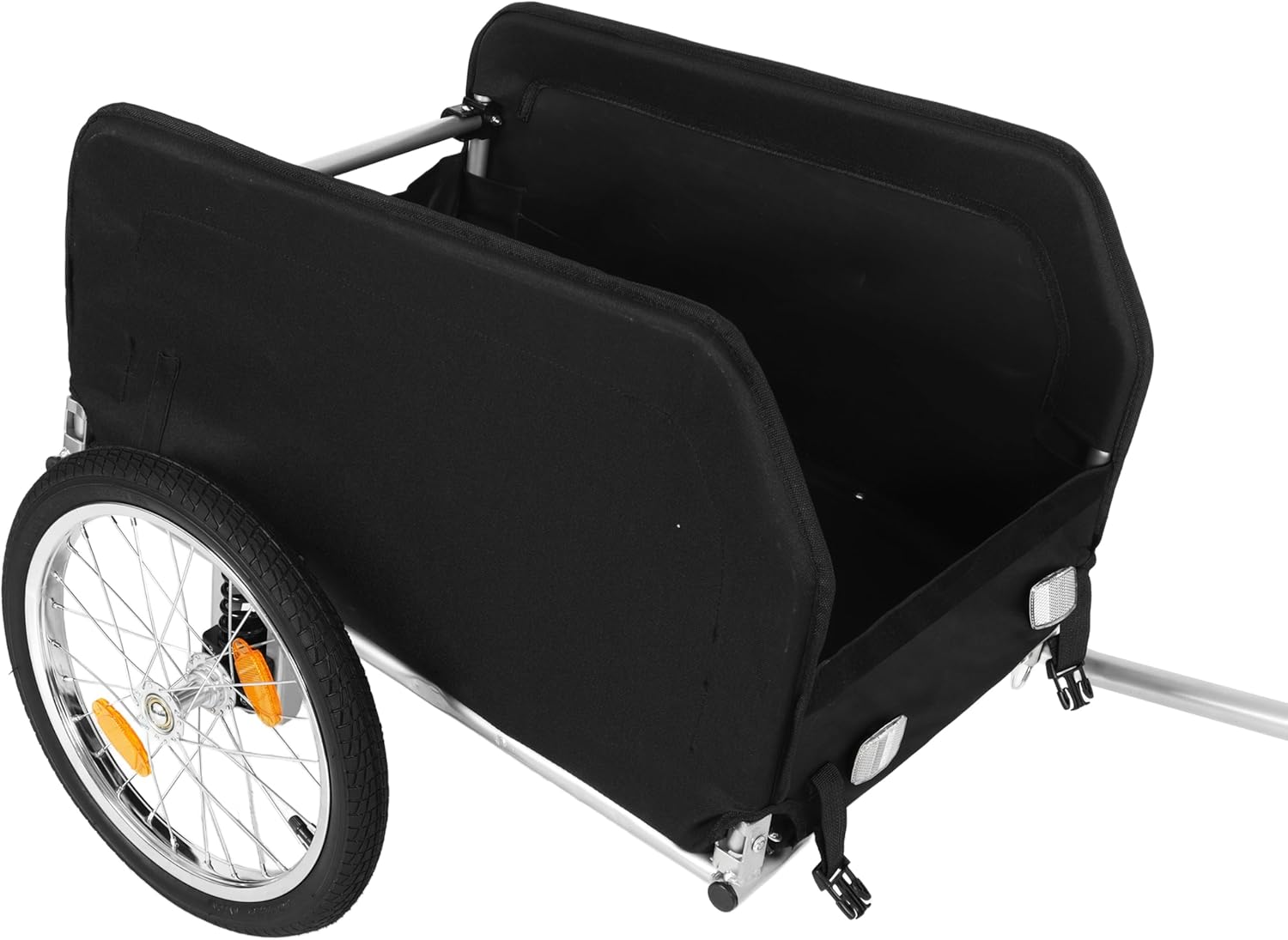 Heavy-Duty Bike Cargo Trailer with Removable Waterproof Cover – 88 lbs Capacity, 16" All-Terrain Wheels & Foldable Design for Camping, Groceries, Green Black