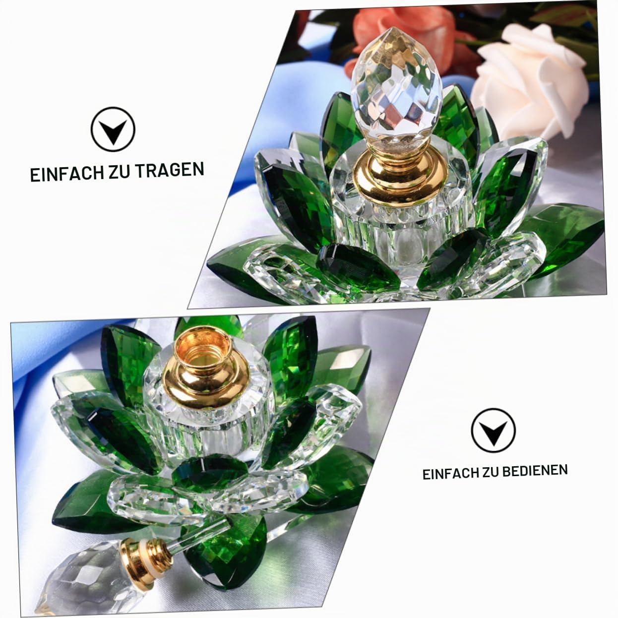 Homoyoyo Vintage Leere Parfümflasche – Antike Kristall Parfümflakon Im Lotus-Design - Dekorativ Und Nachfüllbar Ideal Für Zuhause Und Als Stilvolles Für Frauen Und Mädchen