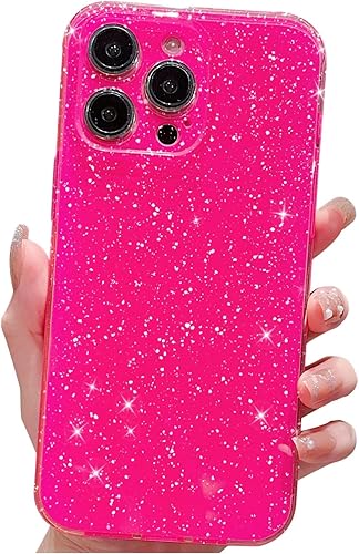 Finyosee Funda compatible con iPhone 14 Pro de 6.1 pulgadas, bonito color neón brillante, con purpurina, delgada, delgada, a prueba de golpes, funda