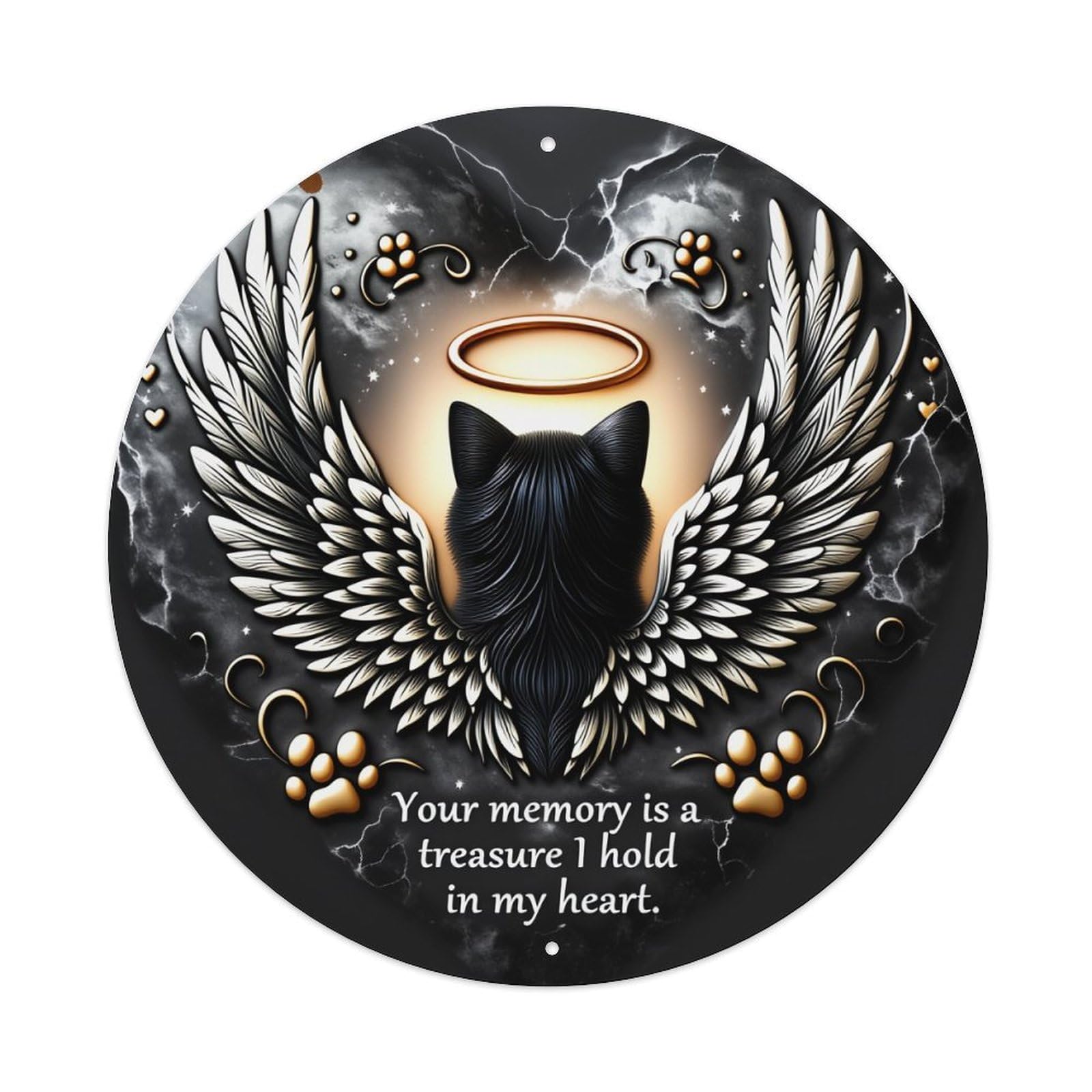 Jdfenggu Vintage Angel Cat Wings Halo Heart Retro Metal Tin Sign, Metal Poster For Bar, Home, Man Cave, Kitchen, Laundry Room Art Decor 8X8 Inch