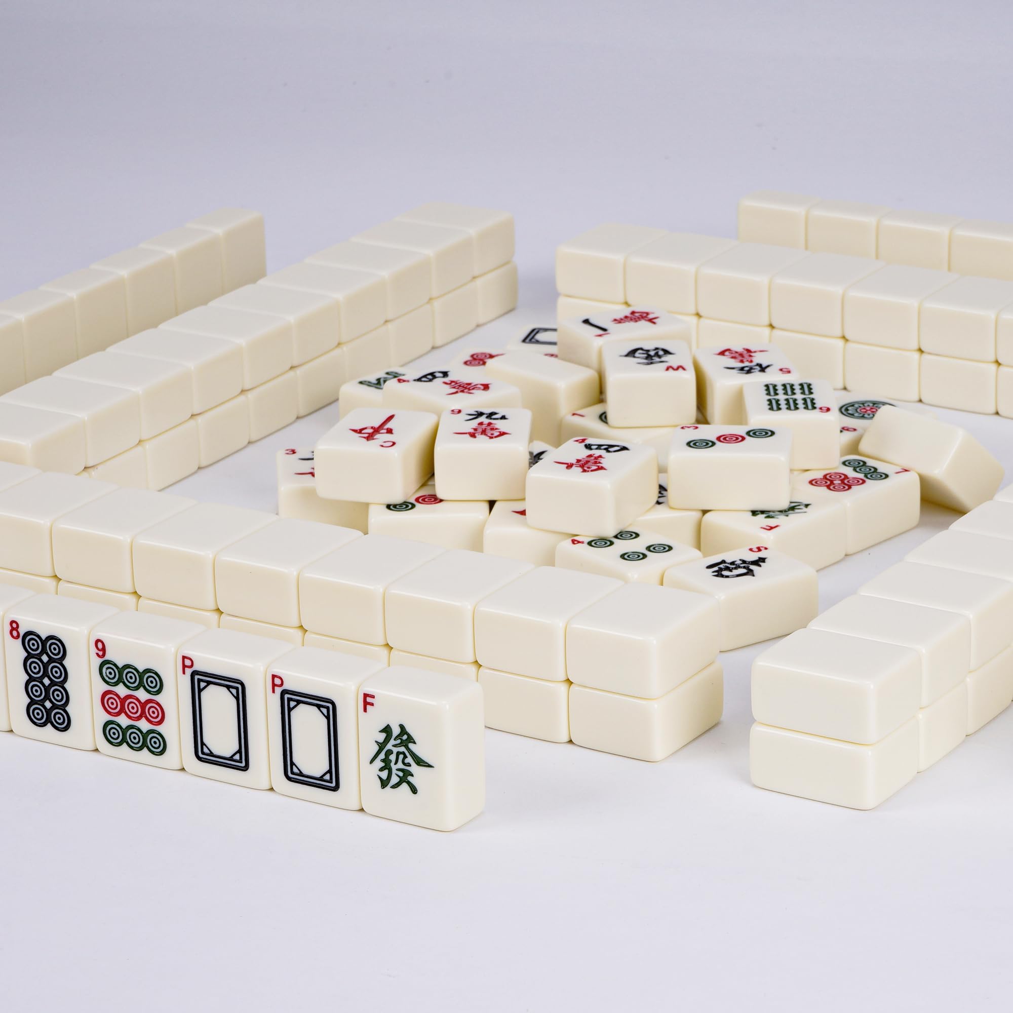 Nisorpa 3 x 2,25 cm chinesisches Majong-Set, solide Struktur, leicht zu lesendes Mah Jongg-Spiel, 144-teiliges großes Mahjong-Fliesen-Set, komplette Majong-nummerierte Sets für Party-Familienspiel, B: