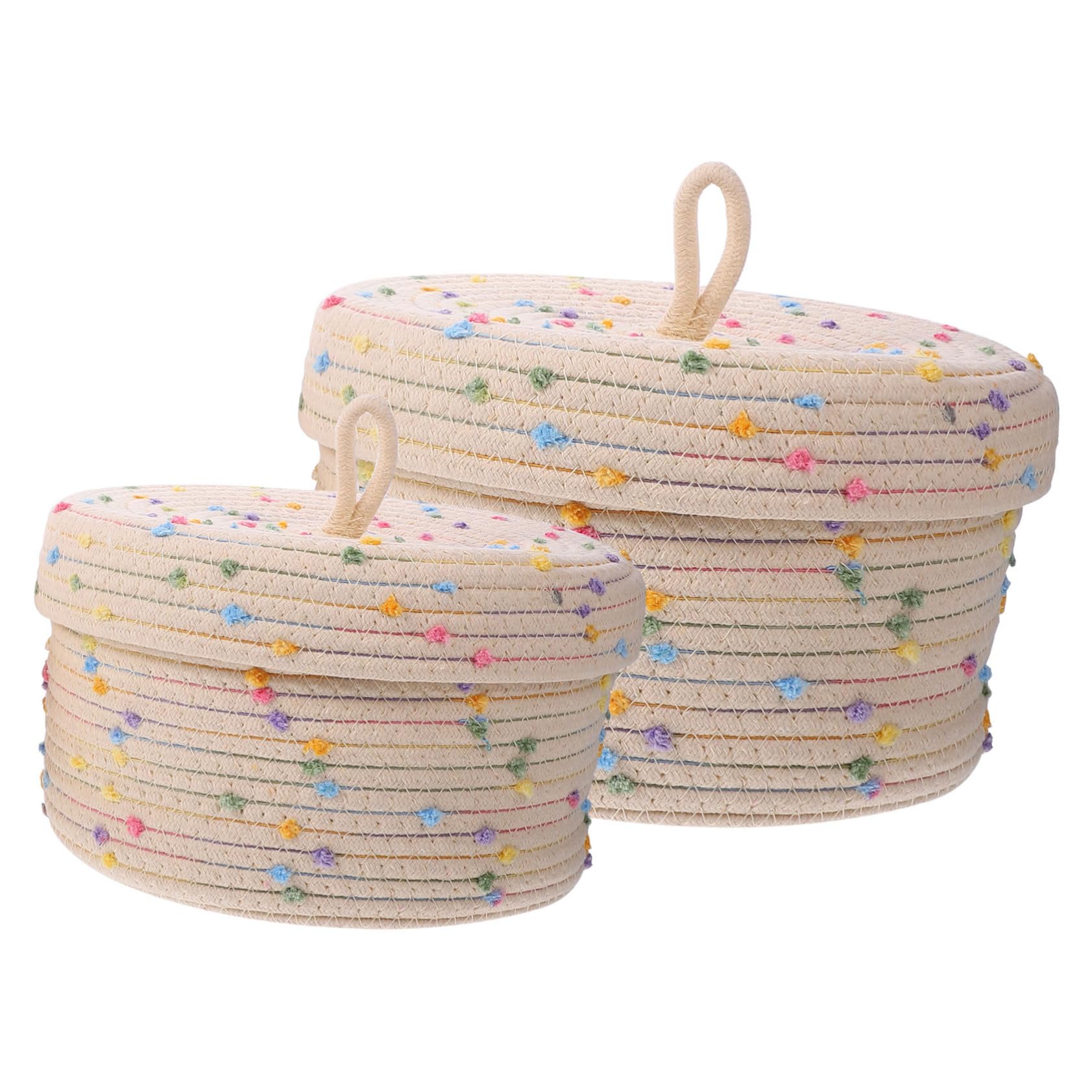 Paniers corde de coton lot de 2 pour résoudre le désordre des jouets et des petits objets
