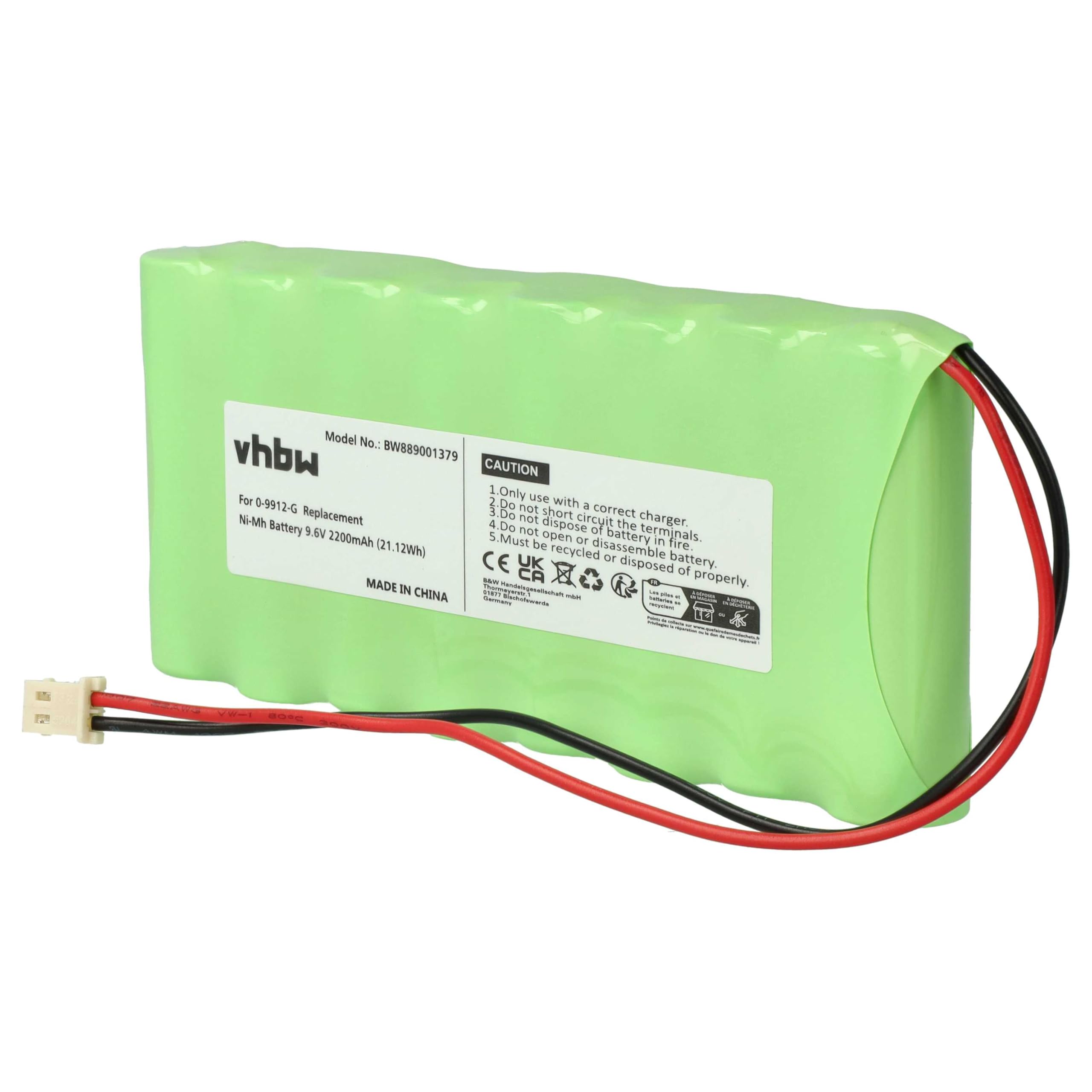 vhbw 2x batteria sostituisce Visonic 100729, GP220AAH8BMX, GP130AAH6BMX per sistema d'allarme (2200mAh, 9,6V, NiMH)