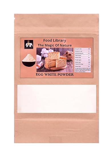 Food Library The Magic Of Nature Premium Egg White Powder - High Protein, Non-GMO, Ideal for Baking and Cooking, 400gm.