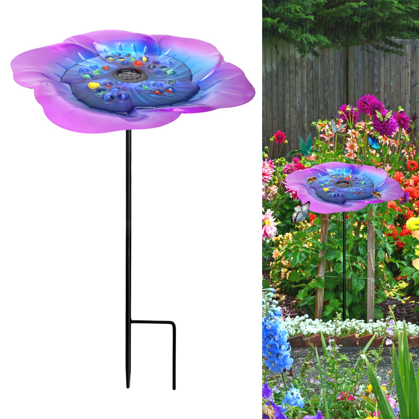 Bee Cups for Thirsty Pollinators - Glass Marble Bee Feeder & Watering Station for Garden Decorations