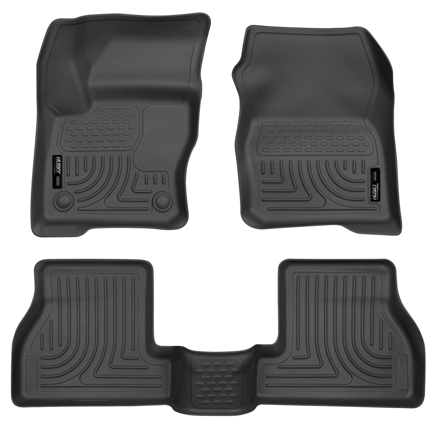 Husky Liners Weatherbeater Floor Mats | Fits 2012-2015 Ford Focus | Front & 2nd Row, 3-pc Black - 98771
