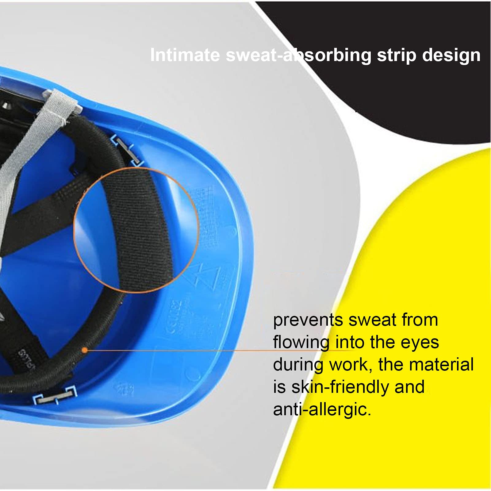Casco Industriale, Elmetto di Sicurezza Blu Casco Regolabile Anti Smashing con Banda Riflettente per Cantieri di Ingegneria Energetica