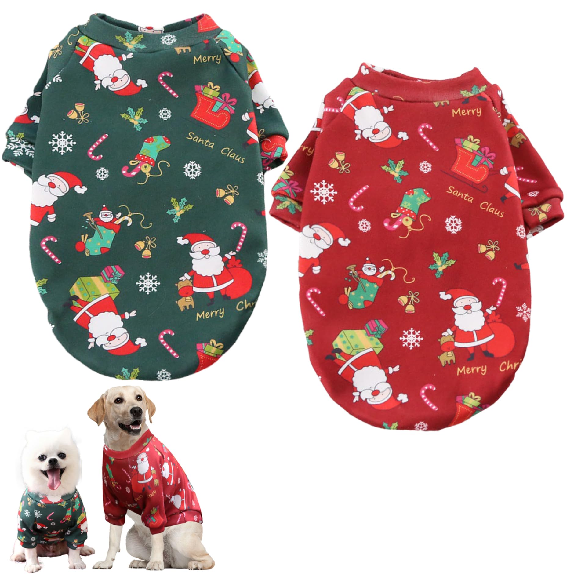 Dog Christmas Outfit 2PCS Warm Dog Christmas Costume with Plush Liner Winter Pet Clothes for Xmas Medium Large Pet Costumes LDog Costume