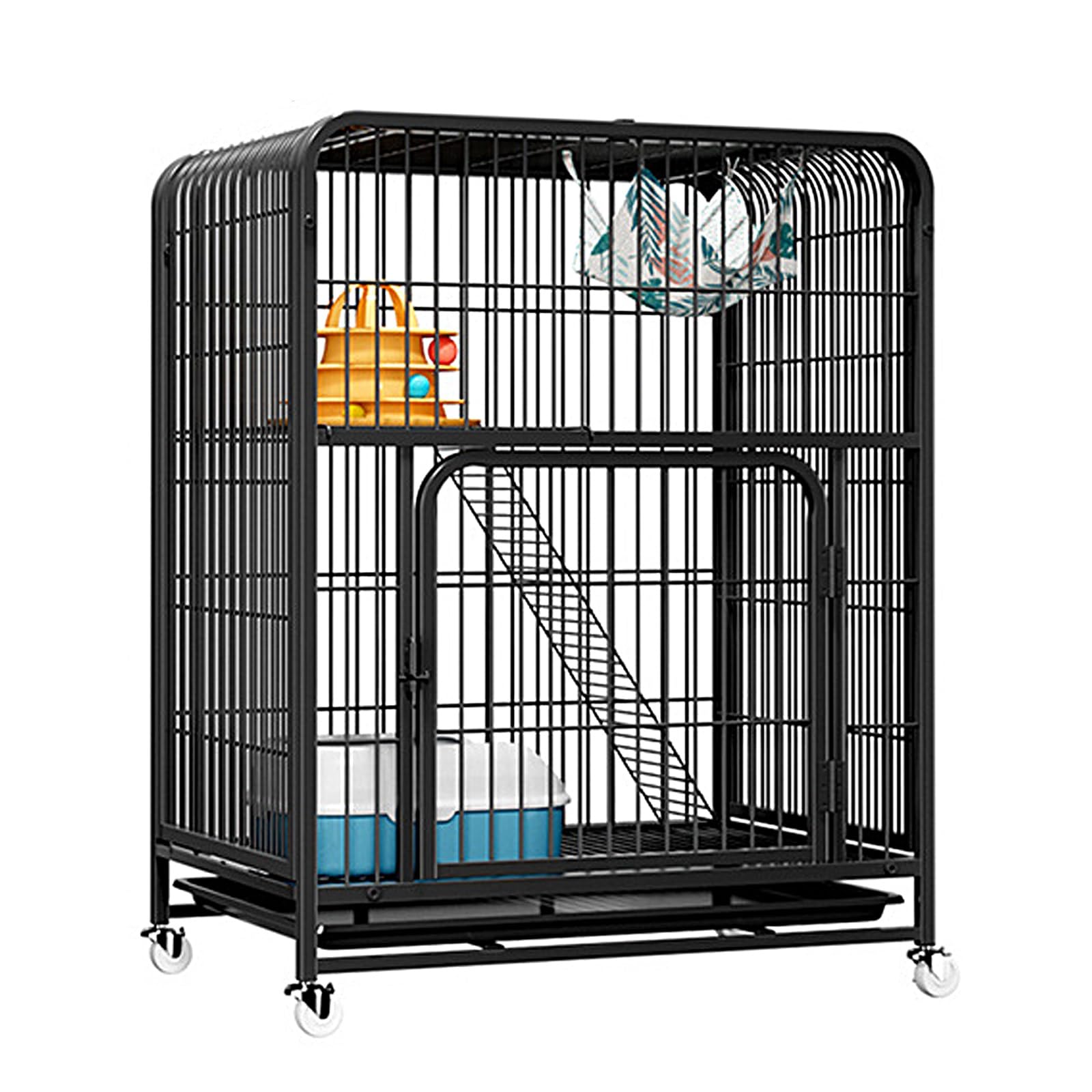 Cage pour chat 61 cm avec parc amovible modulable et double ouverture sécurisée