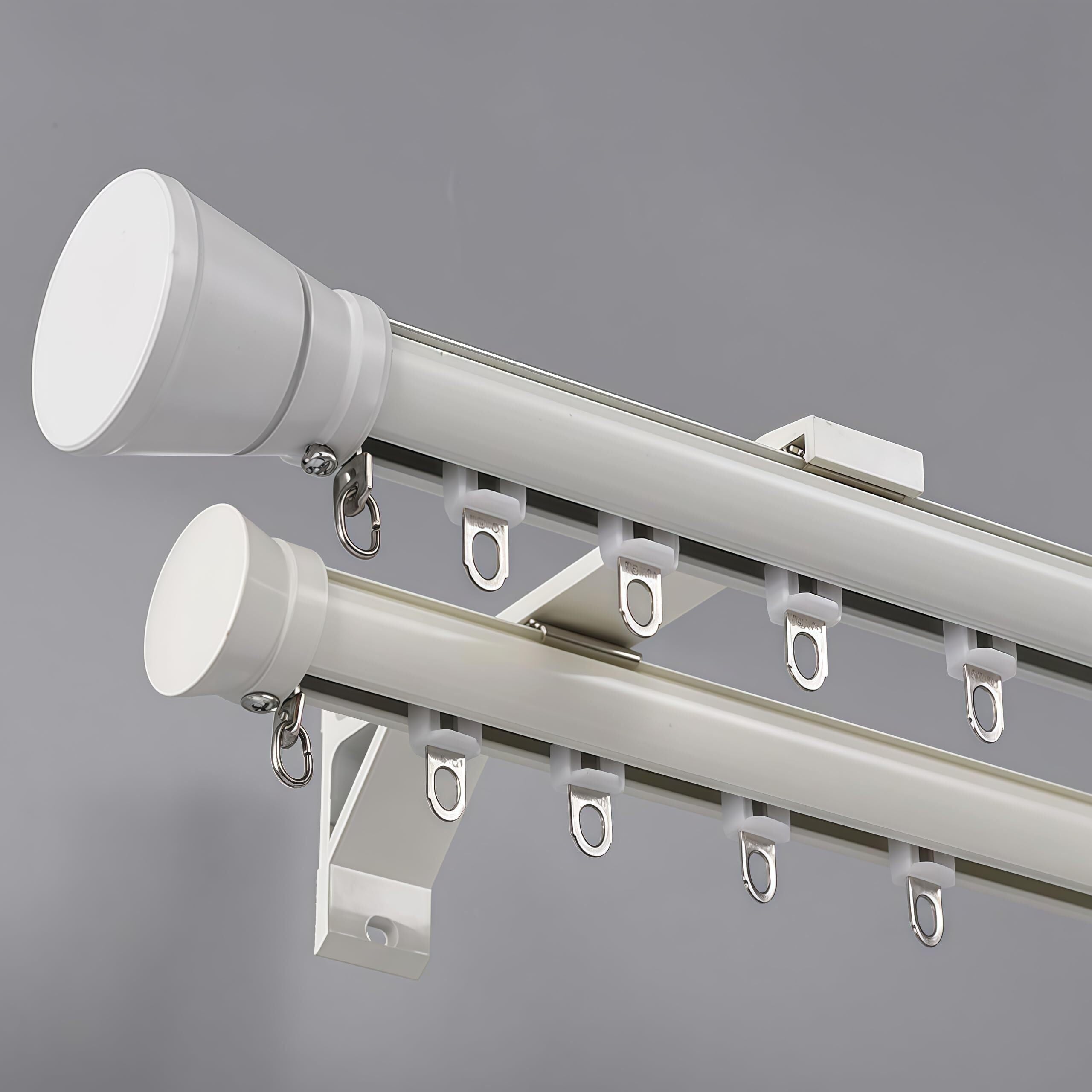 GLDYTVF Double Track Wall Mounted Curtain Rod HeavyDuty Aluminum Silent Sliding Rail for Room Divider Living Room & Bedroom 4.6m (15.1ft) White Finish