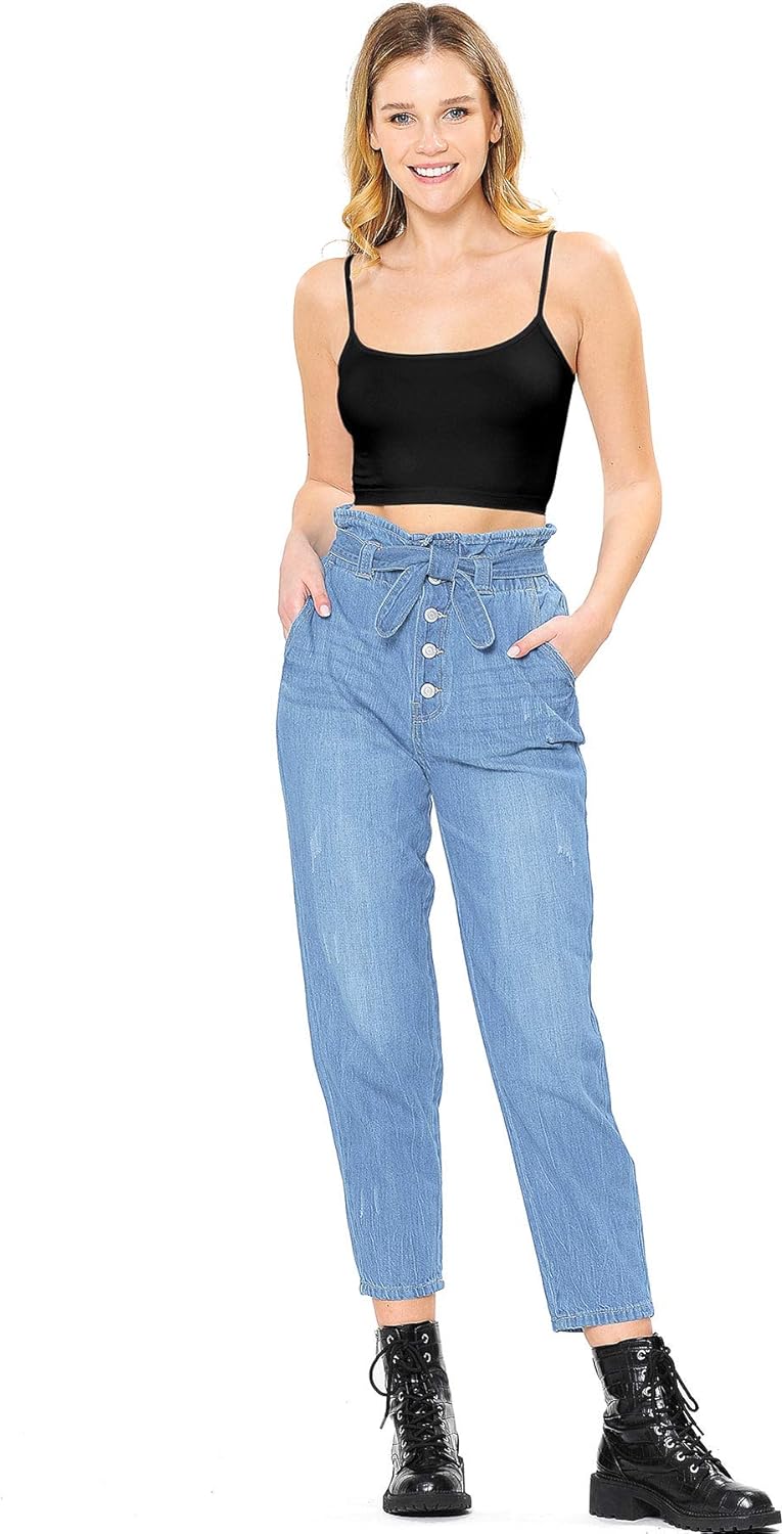 Paper bag waist mom jeans Outlet