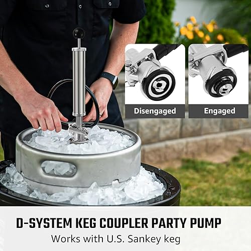 Miniatura 3 de Bomba de barril de cerveza de 8 pulgadas, bomba de barril de sistema D para fiesta Sankey de EE. UU., Acoplador de sonda de acero inoxidable, grifo