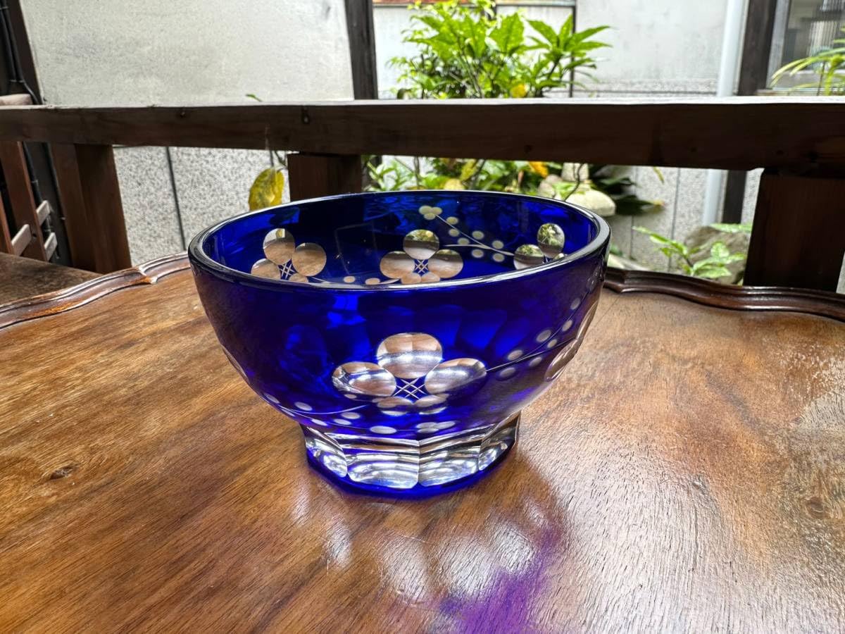 Amazon.co.jp: 昭和レトロ ヴィンテージ 切子 深鉢 小鉢 菓子器 サラダ 