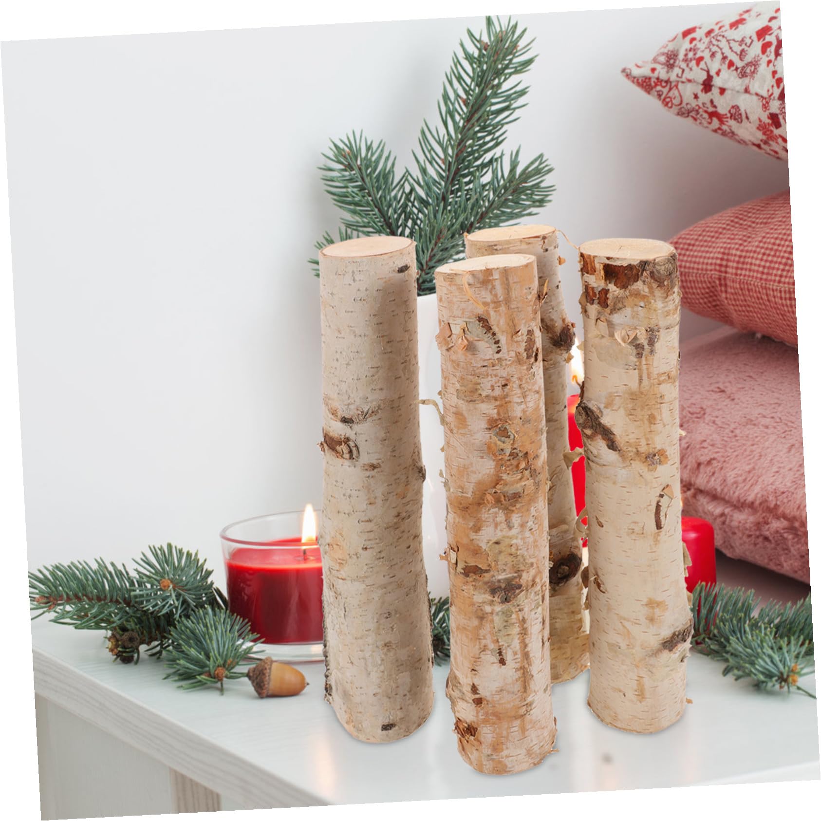 Mobestech 4 pezzi Tronchi Decorativi in Legno Naturale Flessibile per Lavoretti Natalizi e Artigianato DIY