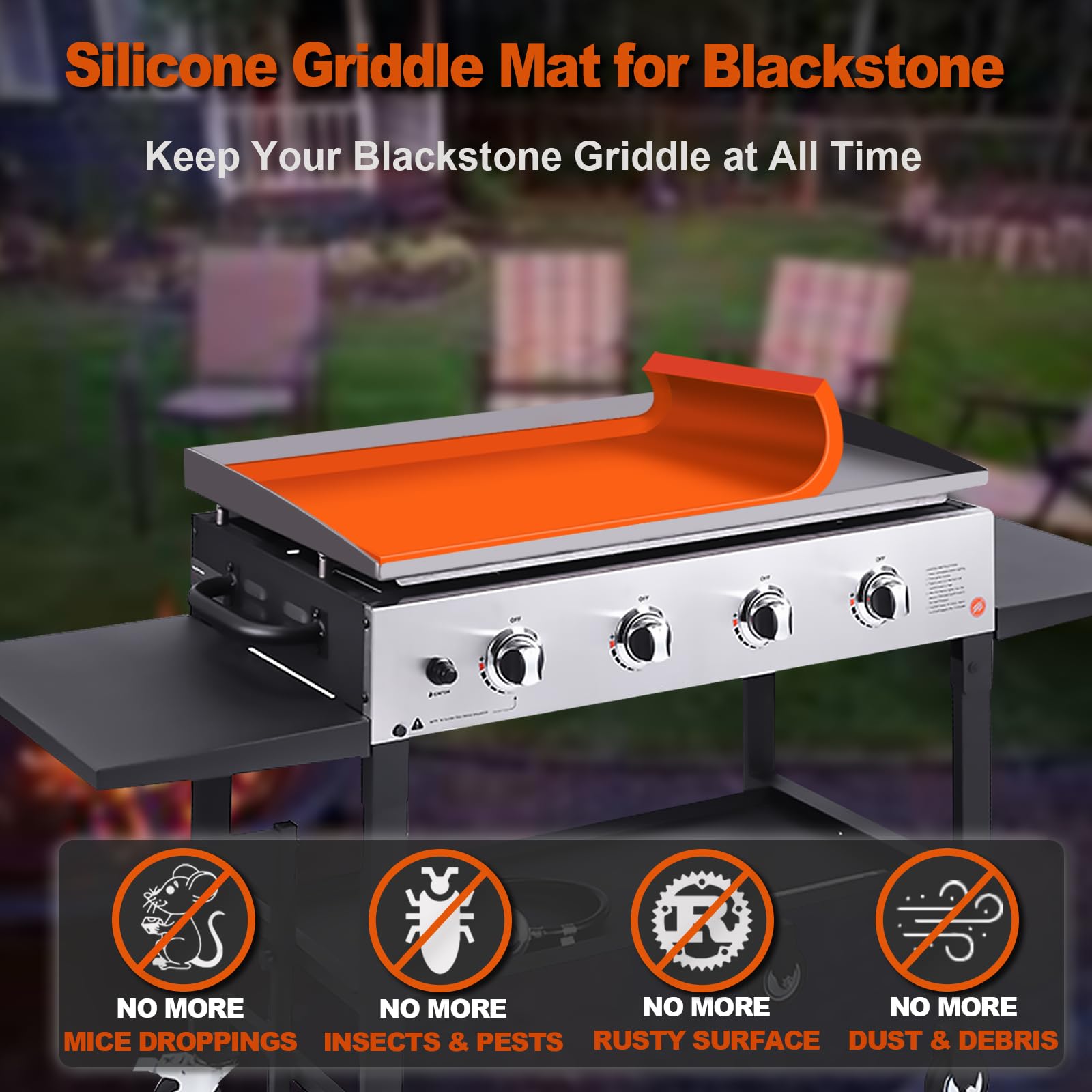 Designed for Blackstone Griddle Cover 36 Inch, Blackstone Griddle Accessories Heavy Duty Silicone Griddle Cover Mat, Food-Grade Protection for 36? Black Stone Grill - Protects from Dirt and Rust