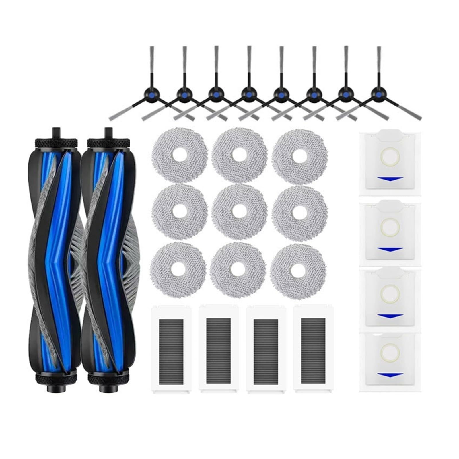 Shiketong Robot Vacuum Accessories Set,Compatible For Ecovacs,Compatible For Debot,N30 Omni N30 Pro Omni Main Side Brush Filter Mop Dust Bag Robot(27pcs)