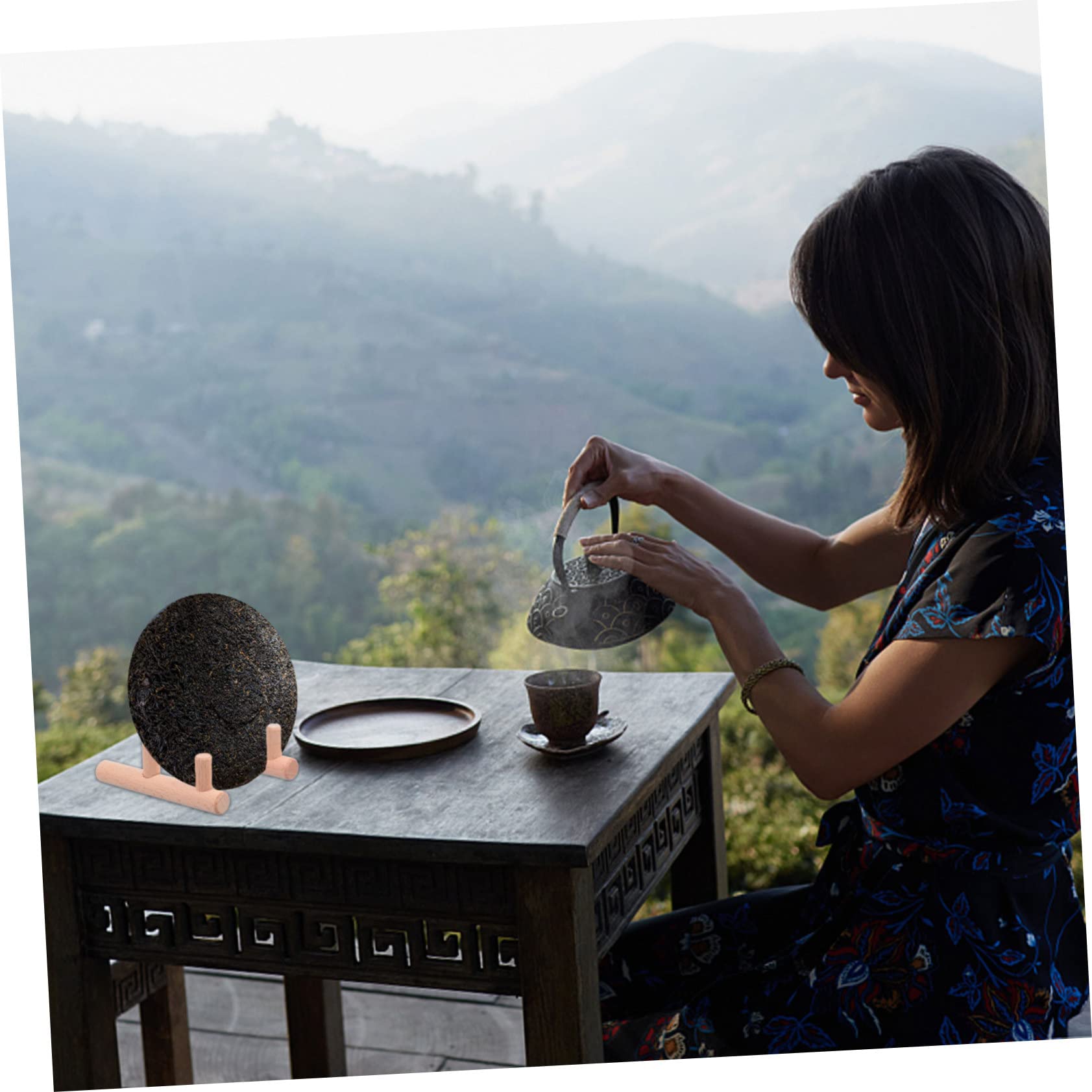 ABOOFAN 2pcs Wooden Dish Storage Rack Elegant Plate Stands for Kitchen Wooden Display Holder Organizer Feature