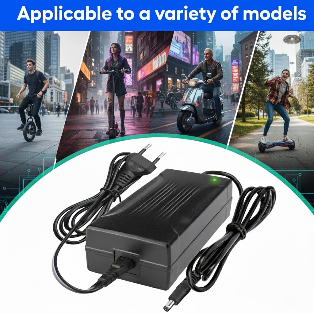 48V Ladegeräte für Scooter 54.6V 3A E Scooter Ladegeräte | Con conectores DC5525 para bicicletas eléctricas Hoverboard, universal, 48 V, cargador de scooter eléctrico