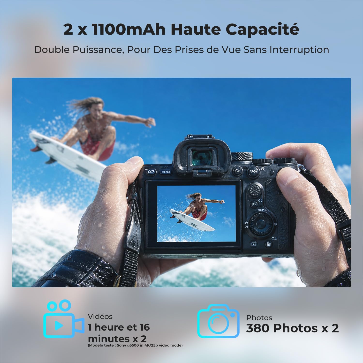 K&F CONCEPT 2 NP-FW50 Batteries à Charge Directe avec Indicateur de Charge