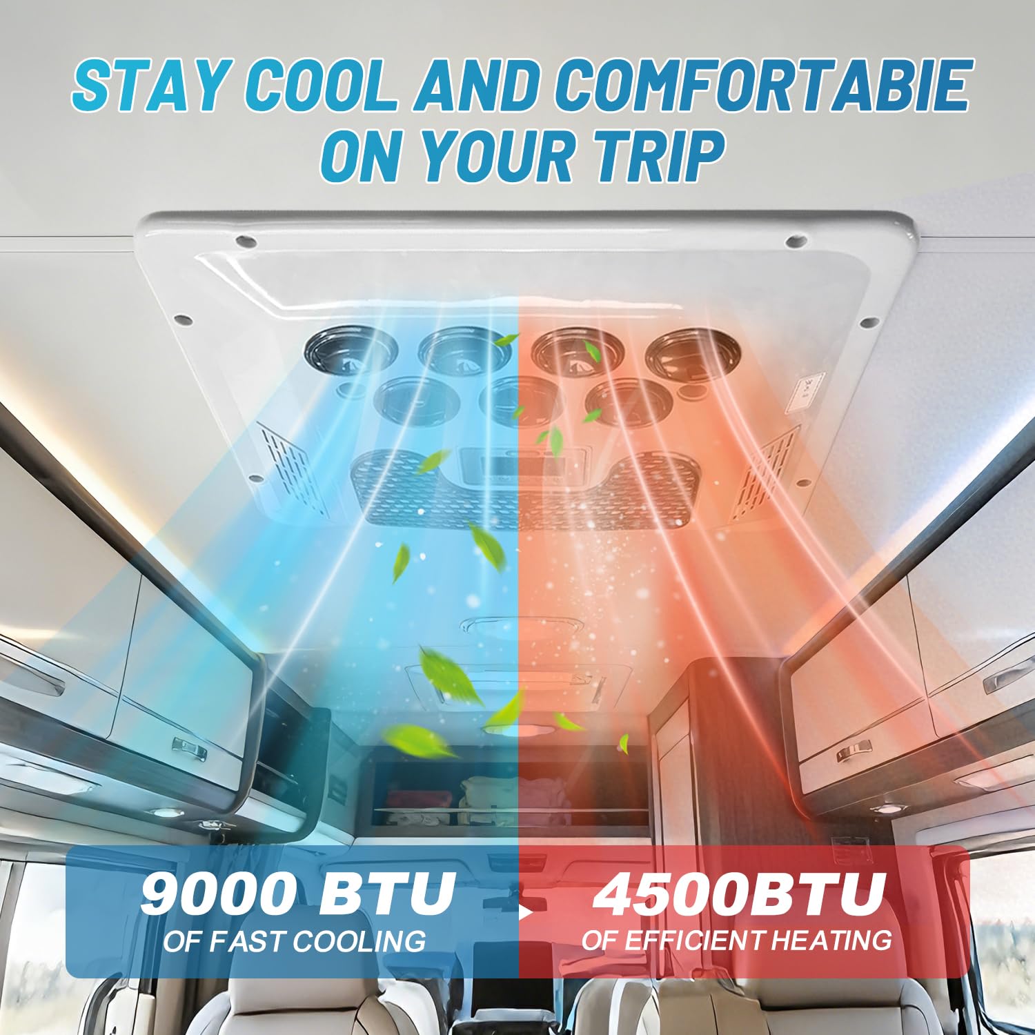 Condizionatore d'aria da 12 V sul tetto RV 8800BTU Condizionatore d'aria elettrico di parcheggio DC 12 Volt AC Unità adatta per camion, camper, rimorchi, furgoni,
