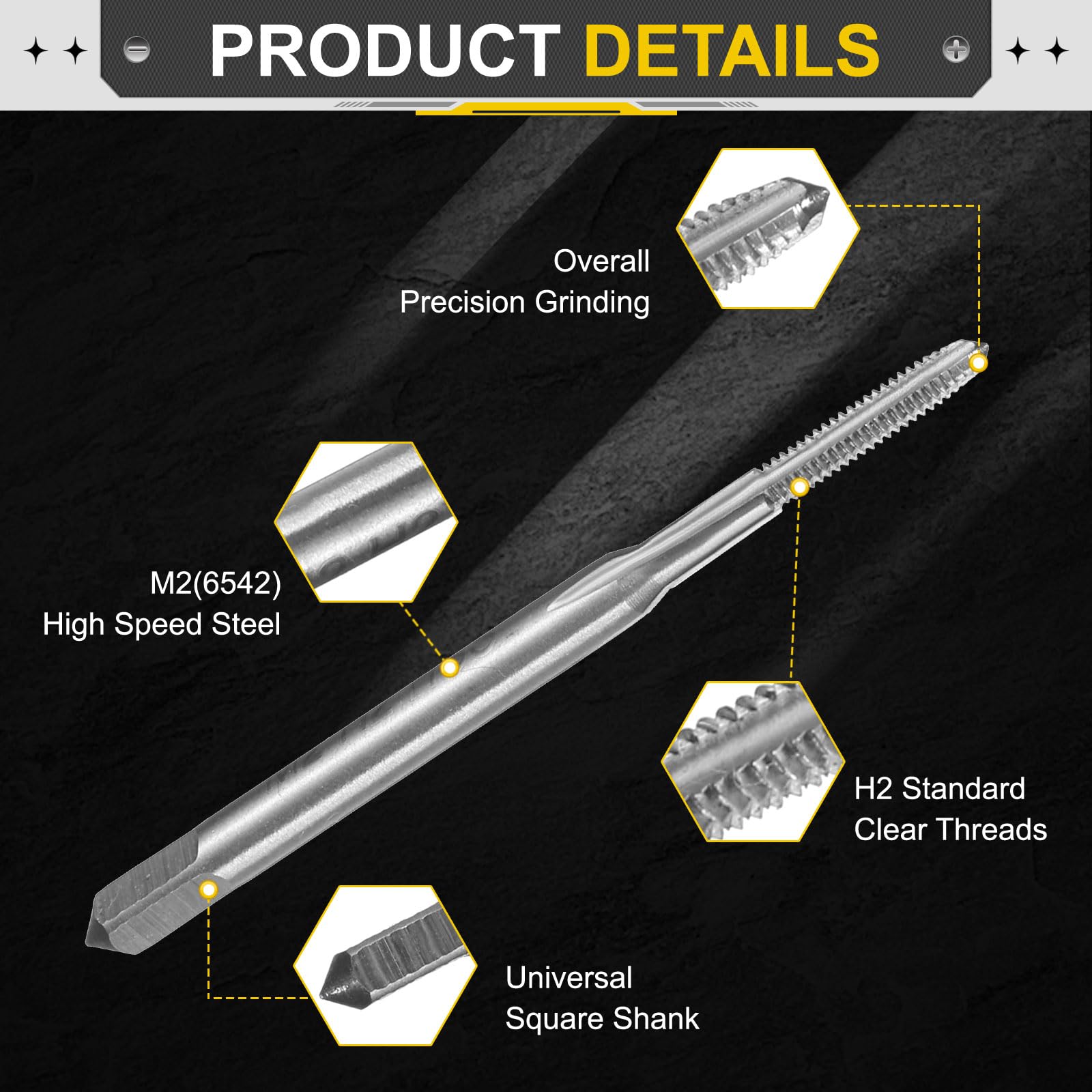 QUARKZMAN 2Pcs Maschio A Mano Filettatore M2 X 0.4 H2 Metrico Stile Maschio Filettatore A Flauto Dritto Utensile Per Filettatura Ad Alta Velocità Acciaio HSS6542