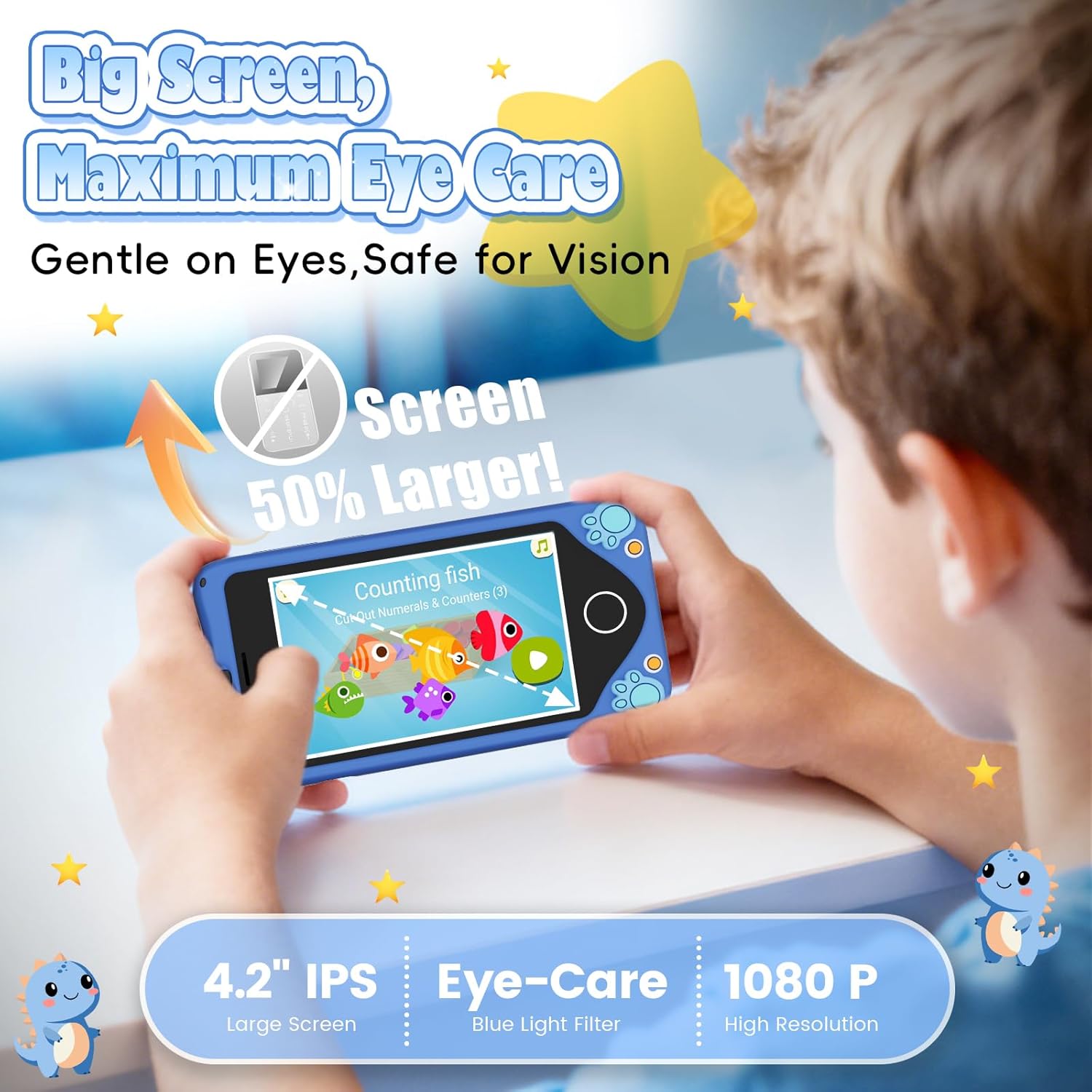 PROGRACE Kids Smart Phone T8 screen displaying various preloaded apps for learning and entertainment.