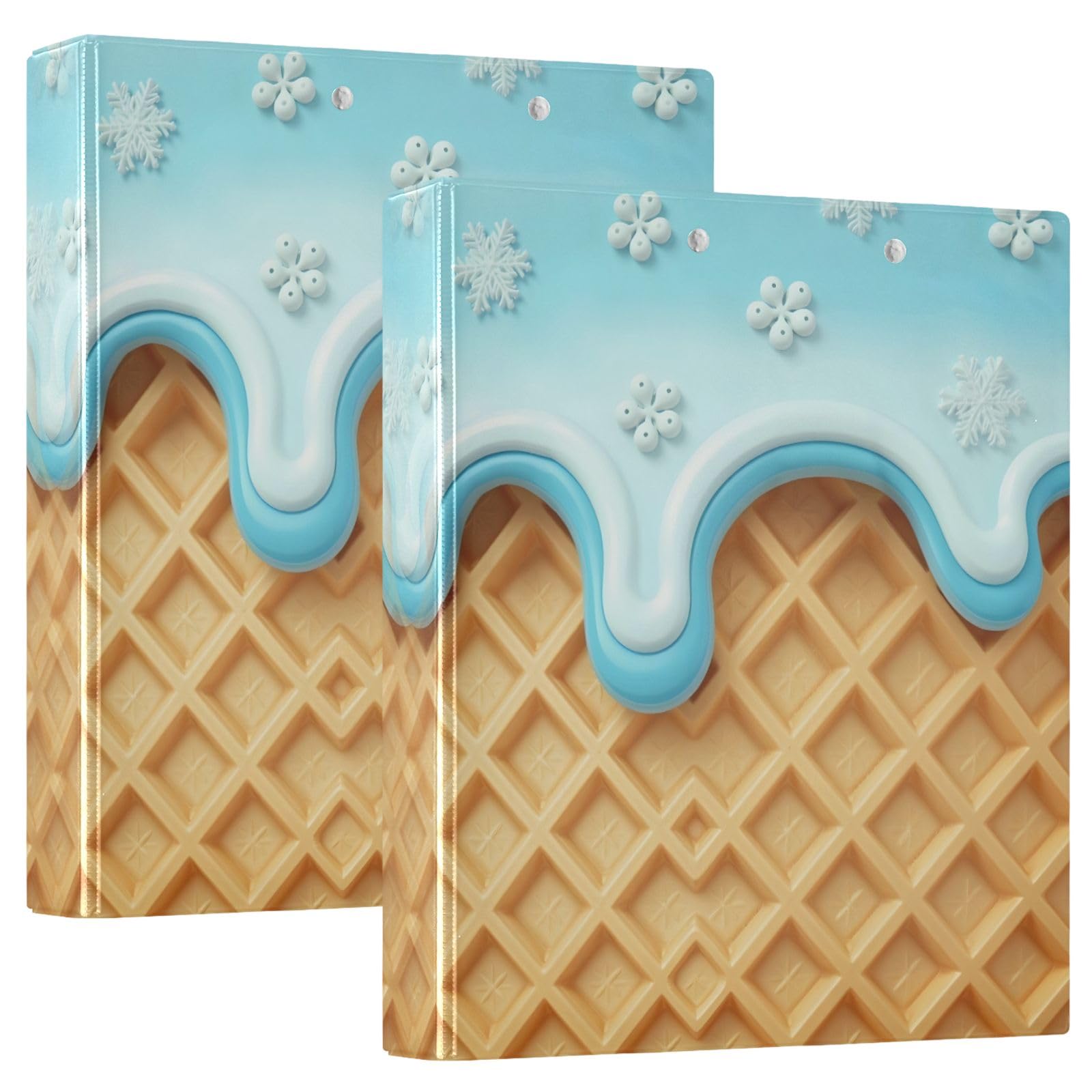 Raccoglitore a 3 anelli blu gelato 3,8 cm anelli rotondi contiene 200 fogli, 3 raccoglitori ad anelli con clip in metallo antiscivolo