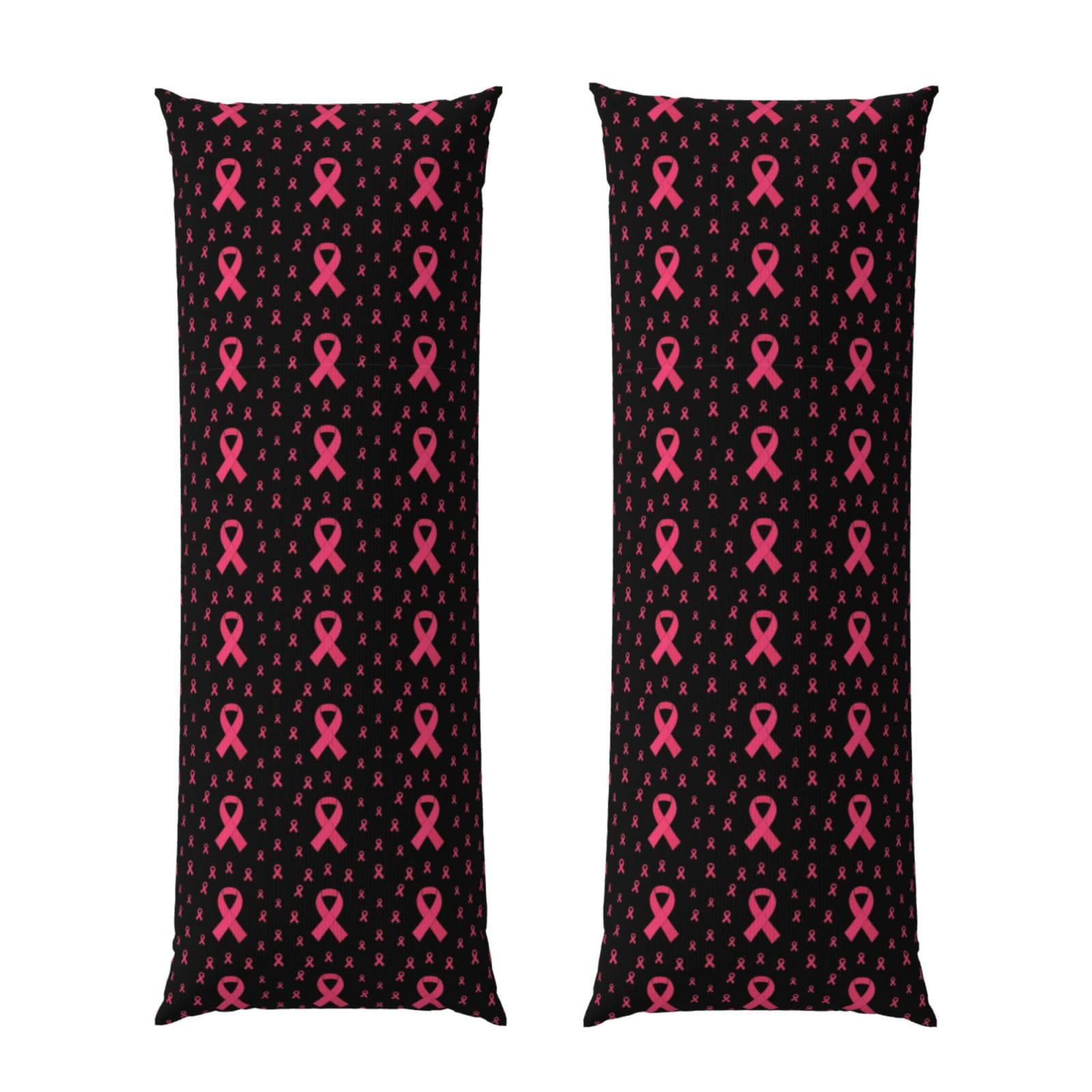 Body Pillowcase 20x60 Breast Cancer Awareness Ribbons Black, Soft Velvet Pillow Cover with Hidden Zipper, Wrinkle Resistant Cushion Case for Bedroom Home Sleeping