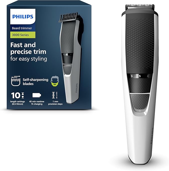 Philips Beardtrimmer Serie 3000, Barbero Recortadora de Barba con Tecnología Lift & Trim (modelo BT3206/14)