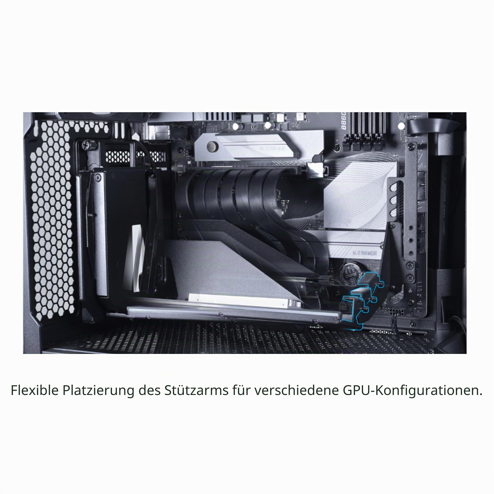 Lian Li ATX PC-Gehäuse, 4 Steckplätze, vertikales GPU-Kit (VG4v4) – Premium Gen 5 Riser-Kabel PCI-E 5,0 x 16–200 mm, PCIe 3.0/4.0 kompatibel, verstellbare Position – passend für die meisten PC-Gehäuse | Premium Gen 5 Riser-Kabel PCI-E 5.0 x16-200 mm, PCIe