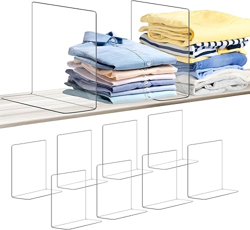 OKPOW Separadores de estantes para organización del armario 8 unidades de organizador de divisor de acrílico transparente duradero para estantes,